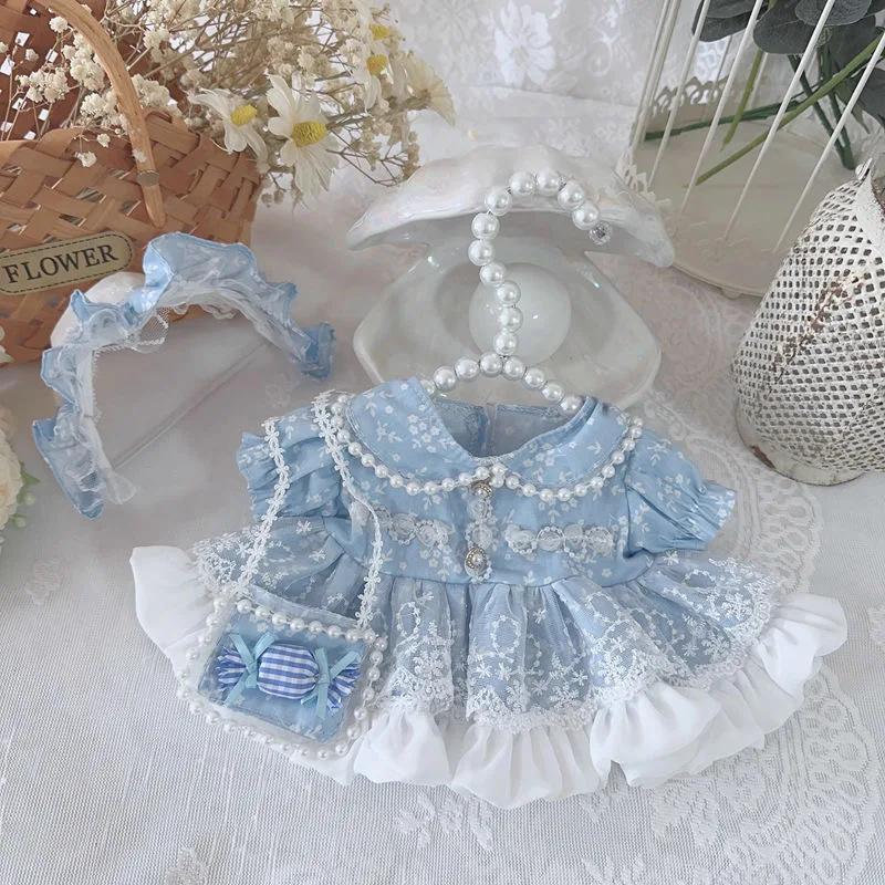 

10CM Doll Clothes Tiara Doll Accessories, Toys 20CM Cotton Doll Skirt XingDaiLu/LiNaXiong Sky Blue Dress Free Shipping