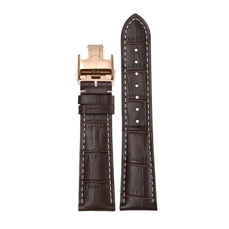 

TINTAG Watchband Suitable for Longines Famous Craftsman Moon Phase Comcast Gorgeous Genuine Leather Butterfly Buckle Original