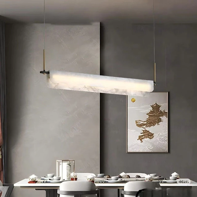 

2025 New Marble Brass Chandelier Pendant Lamp Luster Ceiling Light Dimmable Three Color Changeable for Villa Staircase