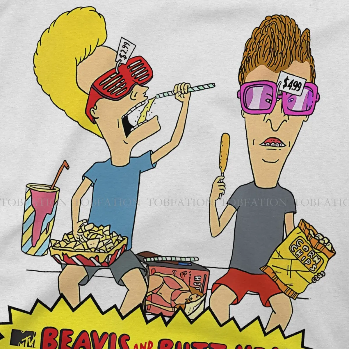 Beavis and Butthead On The Couch T Shirt Punk Men\'s Tees Summer 100% Cotton Clothing Crewneck TShirt