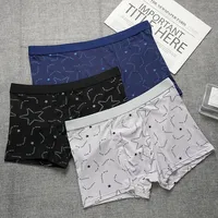 XL-4XL 4PCS Men Print Fashion Boxer Underwear Breathable Plus Size Shorts Boxer Middle Male Comfort Antibacterial Boxer Shorts