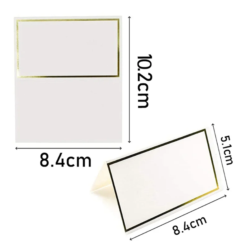 COFA-120 tarjetas de lugar, tarjetas de tienda pequeñas, papel dorado y blanco, adecuadas para bodas, banquetes, tarjetas de mesa y tarjetas de nombre