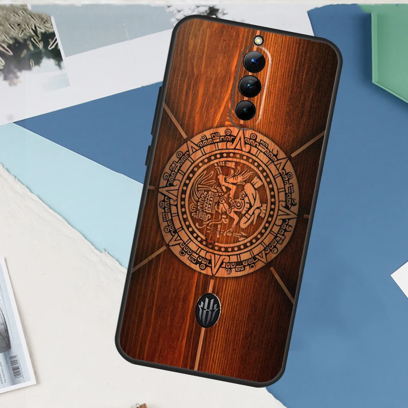 Mayan Calendar Wood Pattern Case For ZTE Nubia Red Magic 8 Pro 8S Pro Plus RedMagic 7 6 Pro 7S 6S Pro 5G 5S 6R Cover