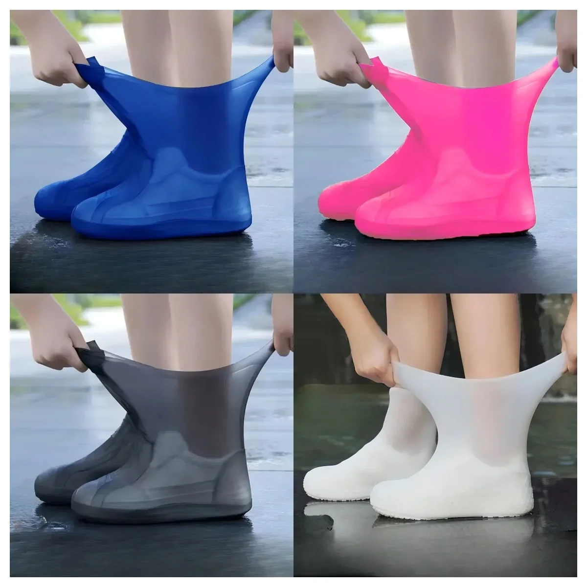 

1 Pair Rubber Rain Boot Overshoes For Outdoor Use, Silicone Waterproof Shoe Covers, Rainy Day Shoe Cover, Reusable Non-Slip Rain