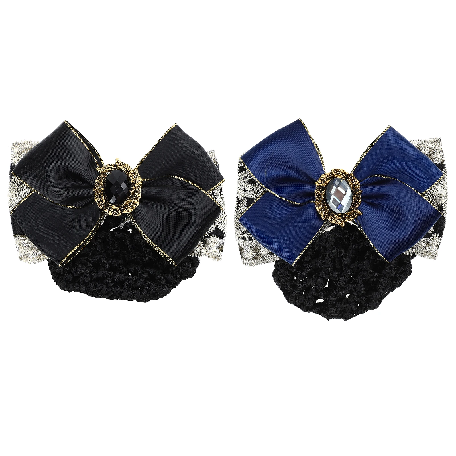 

2Pcs HairNet Clips Gold Ribbon Alloy Edge Durable BunCover Accessories Professional Women Elegant Hairstyle Practical Use
