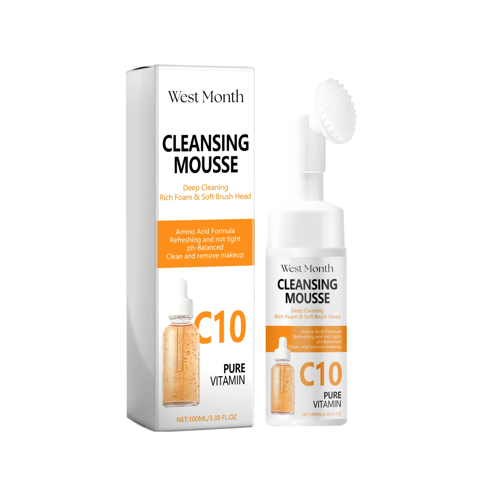 C10 Cleansing Mousse, Deep Cleansing Facial Refreshing Delicate Hydrating Moisturizing Cleanser