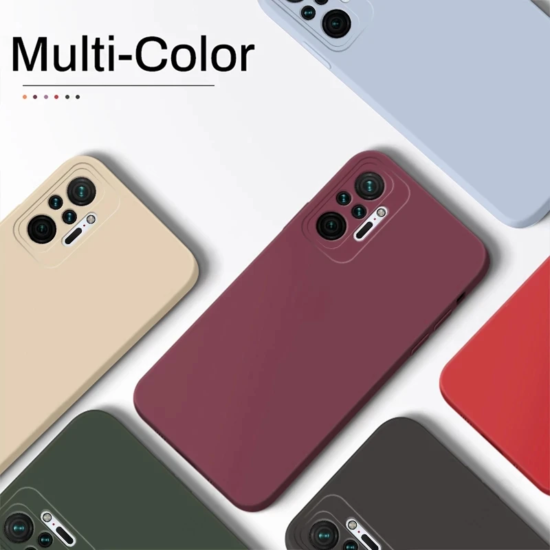 Original Square Liquid Silicone Case For Xiaomi Redmi Note 10 Pro Cover Redmi 10 Redmi Note 10 10s Note10 Pro Max 4G Matte Case