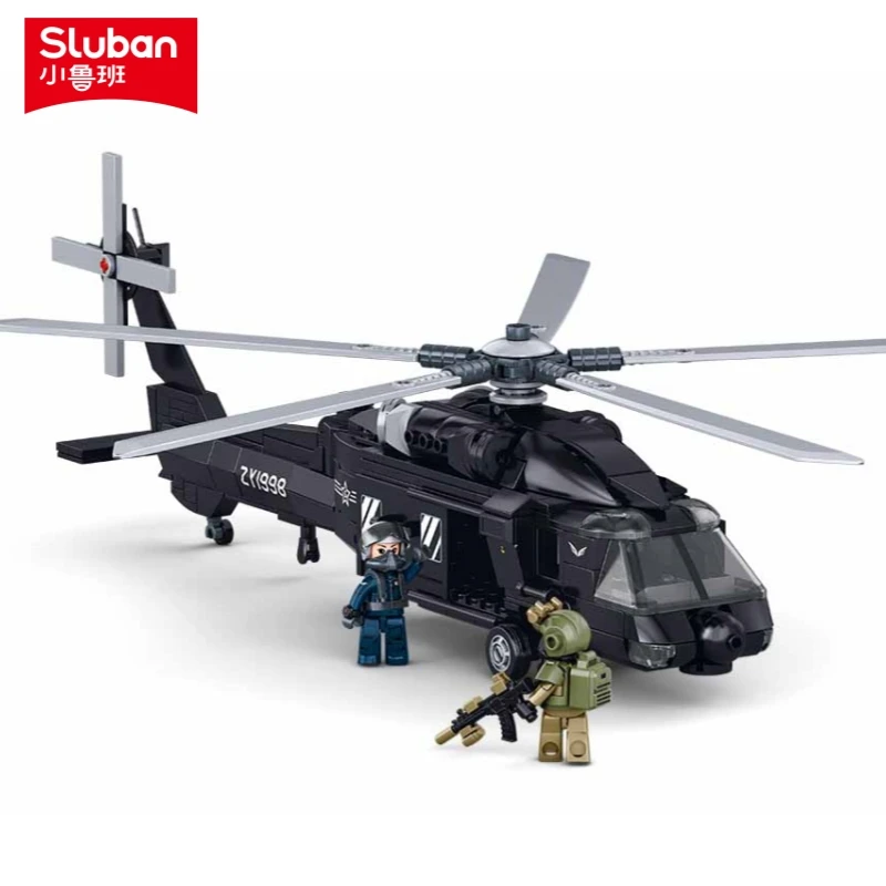 382PCS Military Z-20 Tactical Helicopter Model Building Blocks Set Educational Toy for Children General Purpose