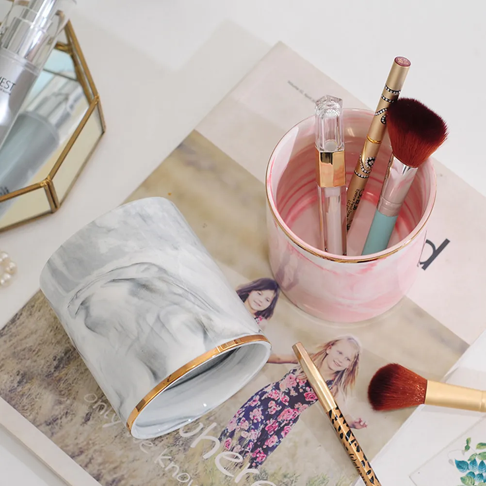 

Мраморный керамический держатель для ручек в европейском стиле, настольный органайзер для канцелярских принадлежностей, карандашей, линеек, кистей, для дома, офиса, школы