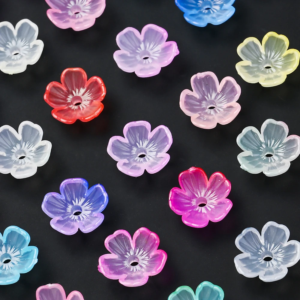 600 Stück Transparente Bunte Acryl-Blumenperlen Blumen-Abstandhalterperlen für DIY Schmuckherstellung Perlenarmband Halskette Zubehör – Detail 2