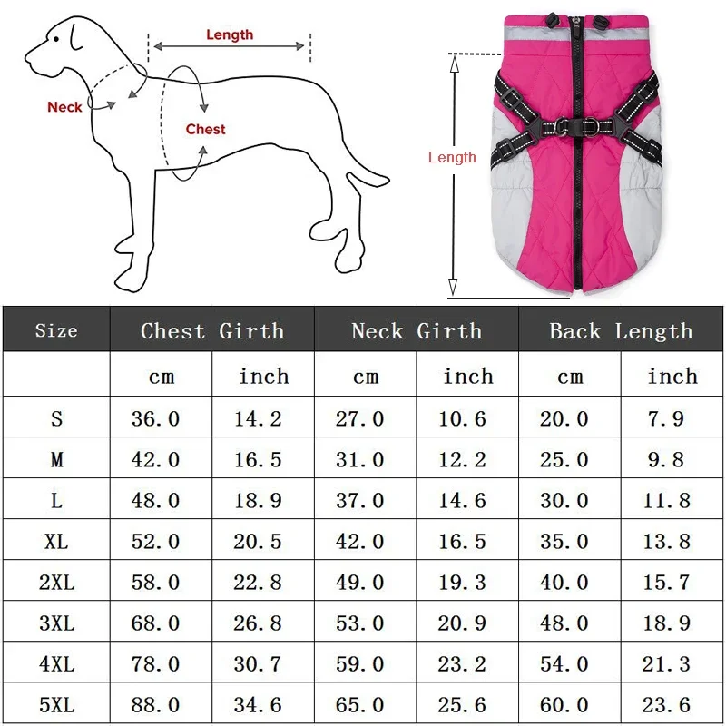 Waterproof Pet Jacket With Harness Winter Warm Dog Clothes for Small Large Dogs Labrador Coat Chihuahua French Bulldog Outfits