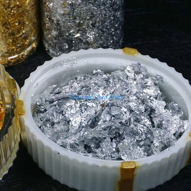 HX6F 3g Gold Silver Foil Decorative Paper Resin Mold Fillings Shiny Sequins Glitters Filling Materials Resin Jewelry Making
