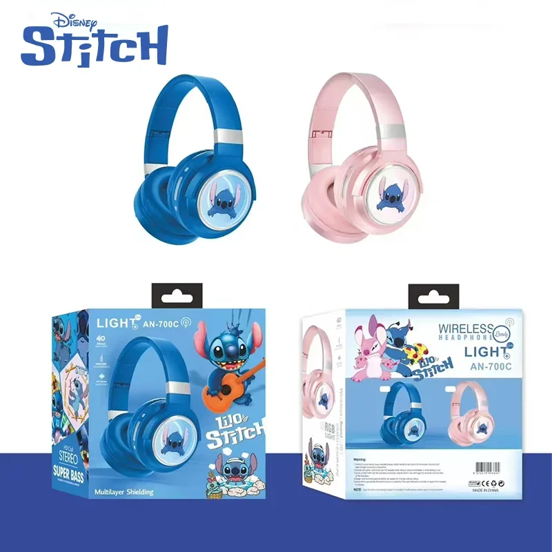 Disney stitch bluetooth sem fio sobre a orelha fones de ouvido dobrável computador jogos fones estéreo redução ruído AN-700