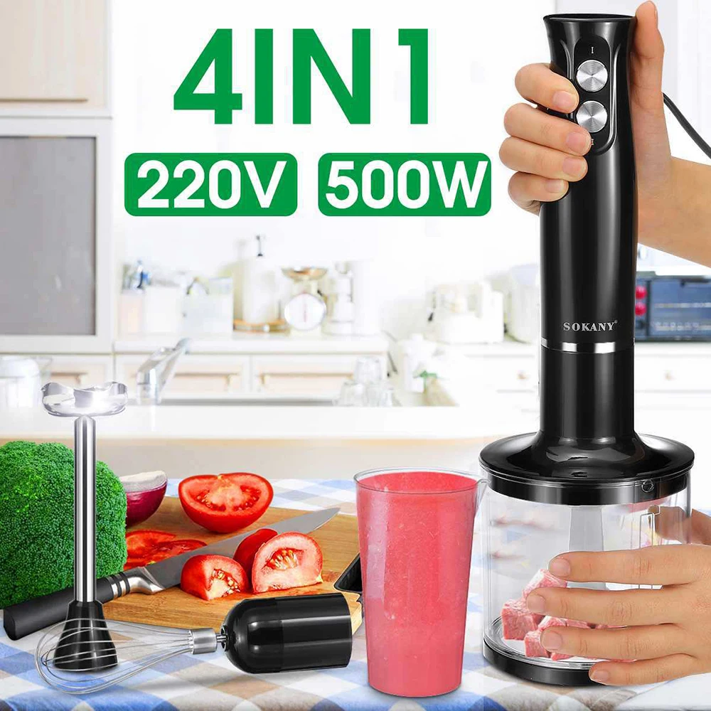 The 4-in-1 Multifunctional Household Electric Mixer Is Suitable for Breaking Eggs and Food Processing with A Detachable Design