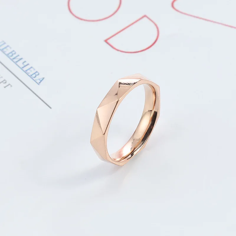 Modern Faceted Stainless Steel Ring - Minimalist Design for Men and Women, Available in Multiple Colors