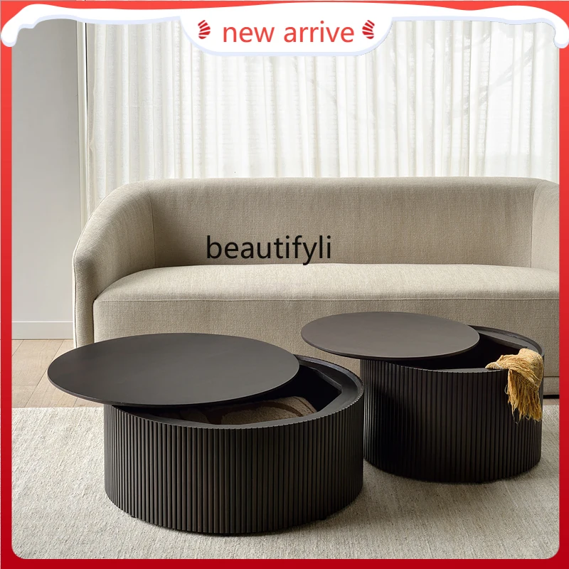 

Nordic Solid Wood round Storage Coffee Table Side Table G1218