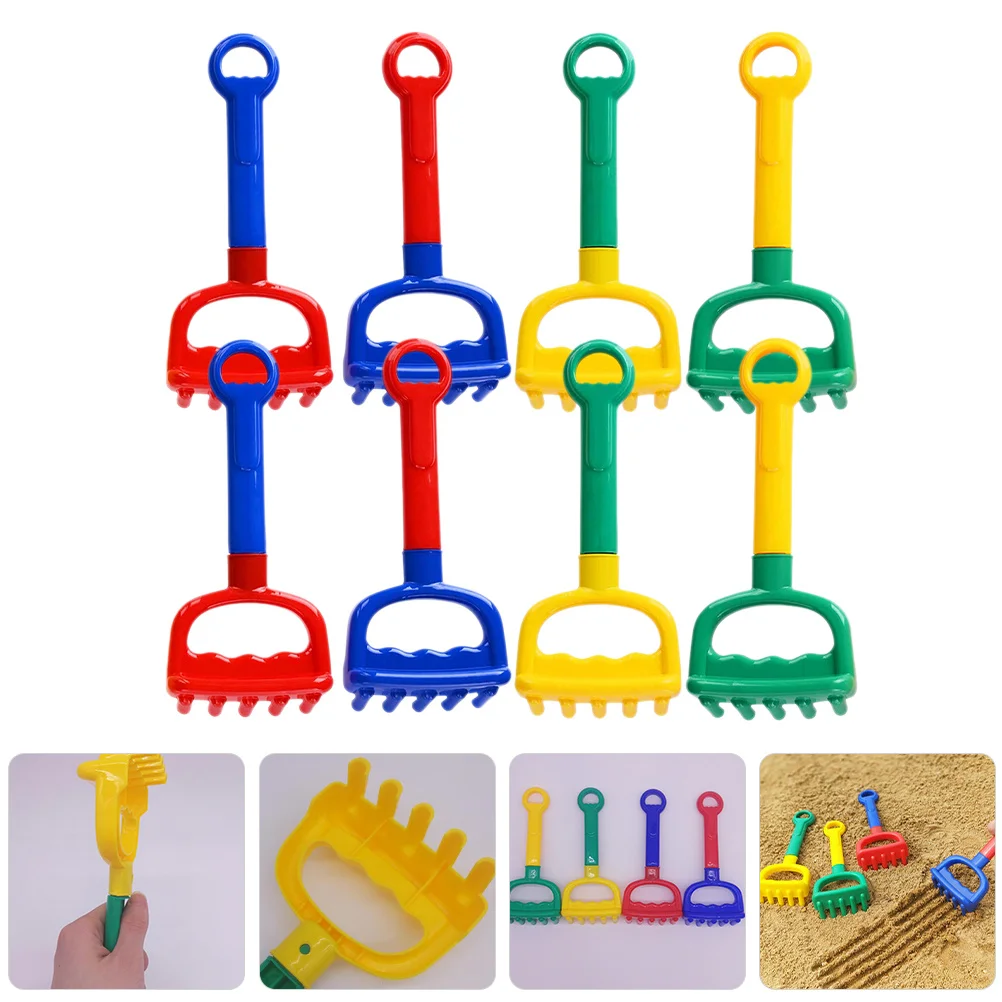 

8Pcs Children's Plastic Sand Rake Creative Kids Beach Set Safe Lightweight for Summer Outdoor Play Sand Rake Toy