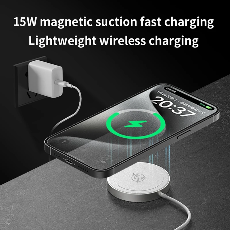 Wireless Charger Qi2 Magnetic Wireless Charger Ultra-Thin Aluminum For Apple 15W Cell Phone Wireless Charger