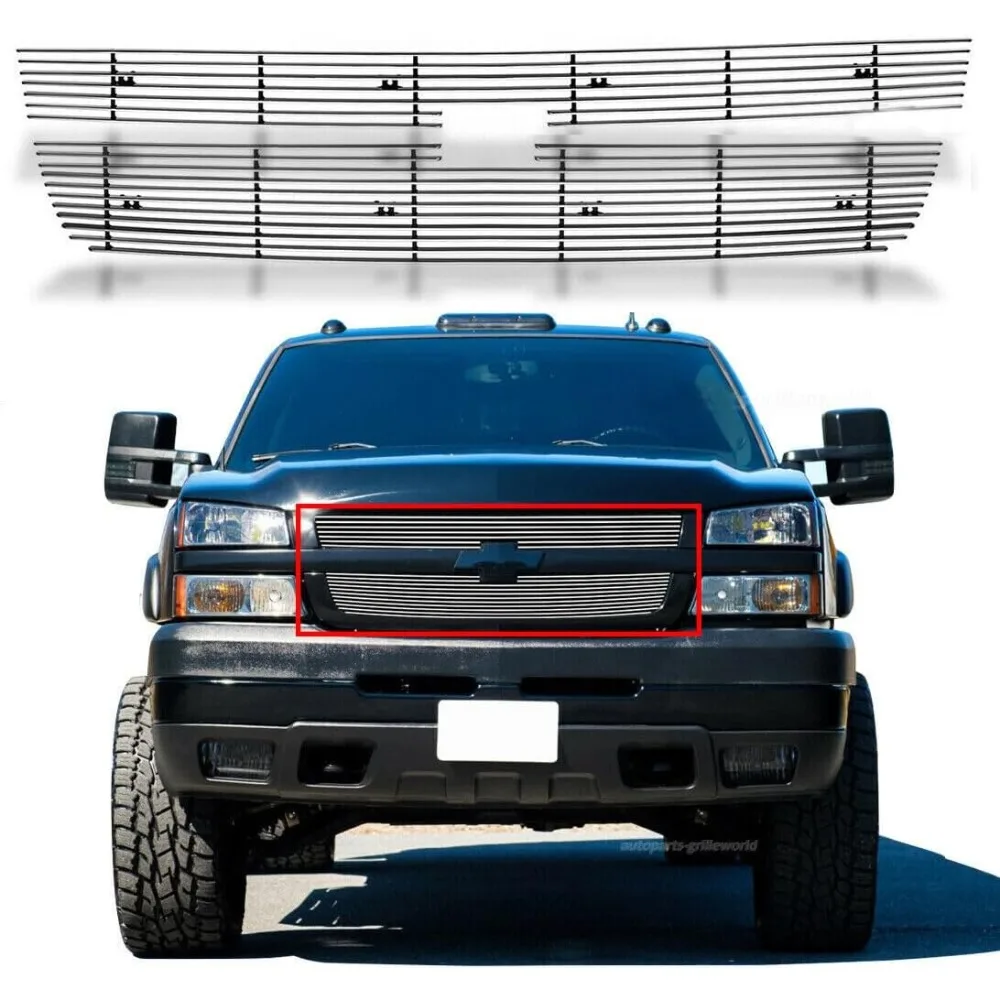 2005-2006 실버라도 1500 2500HD 3500 07 클래식 그릴 콤보 알루미늄 크롬 빌렛 호환 메인 상부 그릴