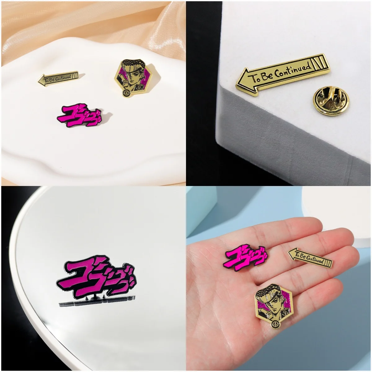 Pin Bros Petualangan Aneh JOJOS Anime Jepang Lencana Kujo Jotaro Pin Kerah Campuran Logam Korsase Alat Peraga Cosplay Hadiah Perhiasan