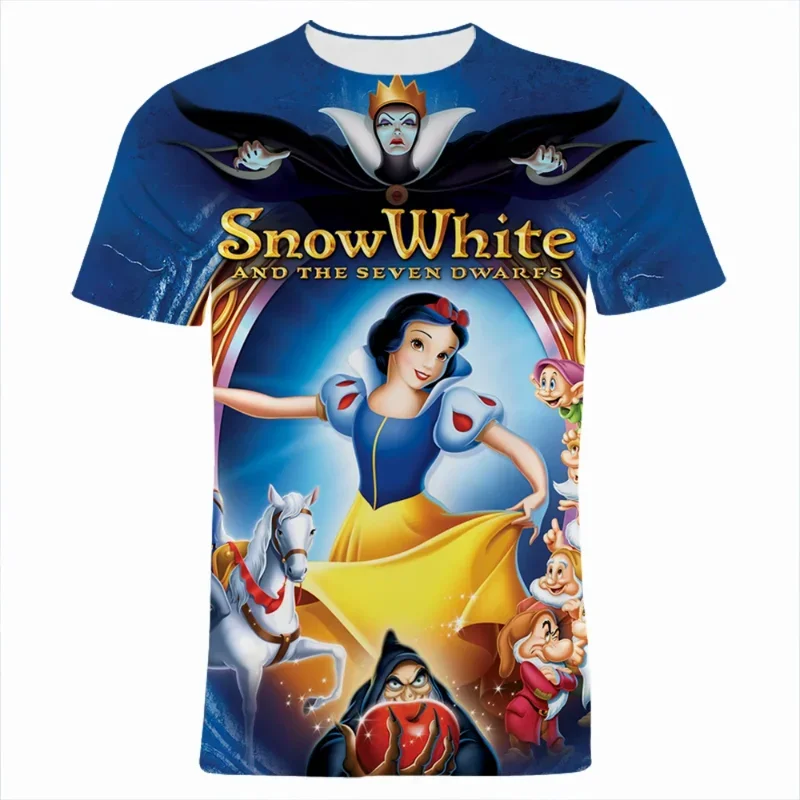 Disney Boys Girls T-shirts Snow White Men's T-shirts 3D Printed Sleeves MINISO Men's T-shirts Seven Dwarfs Men's Clothing