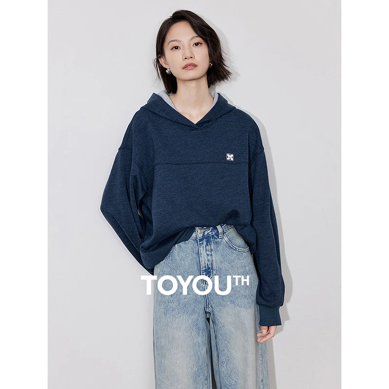 

TOYOUTH Women Fleece Hoodies 2024 Autumn Winter New Lazy Style Hooded Long Sleeve Pullover Casual Hoodies Sweatshirt