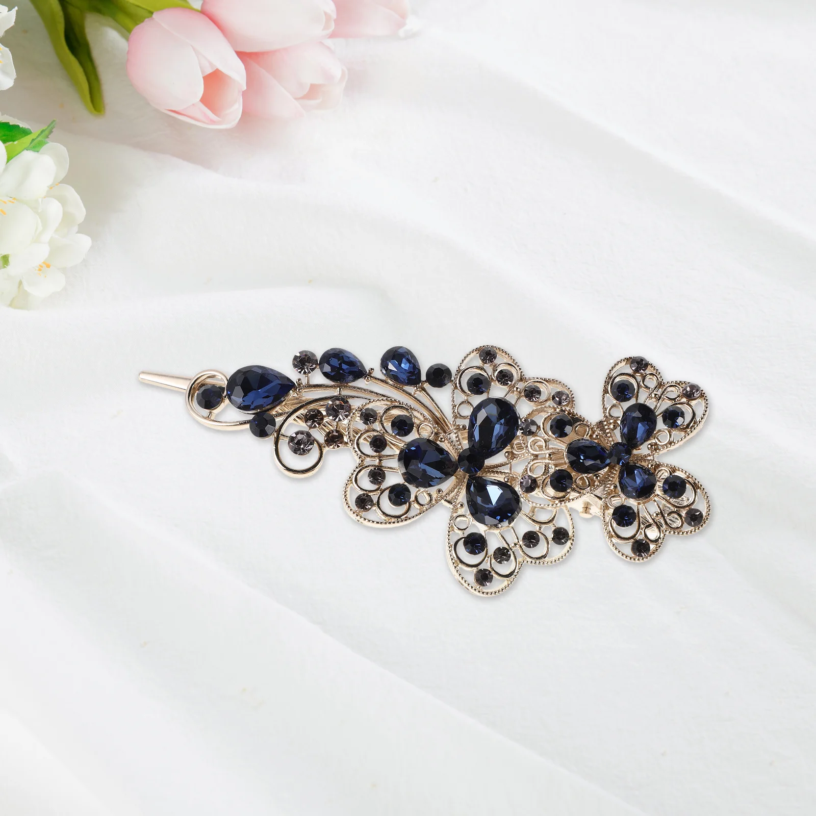 كريستال زهرة حجر الراين مشبك شعر أنيق التمساح مشبك معدني ديكور دبوس الشعر حفل زفاف إكسسوارات الشعر للنساء