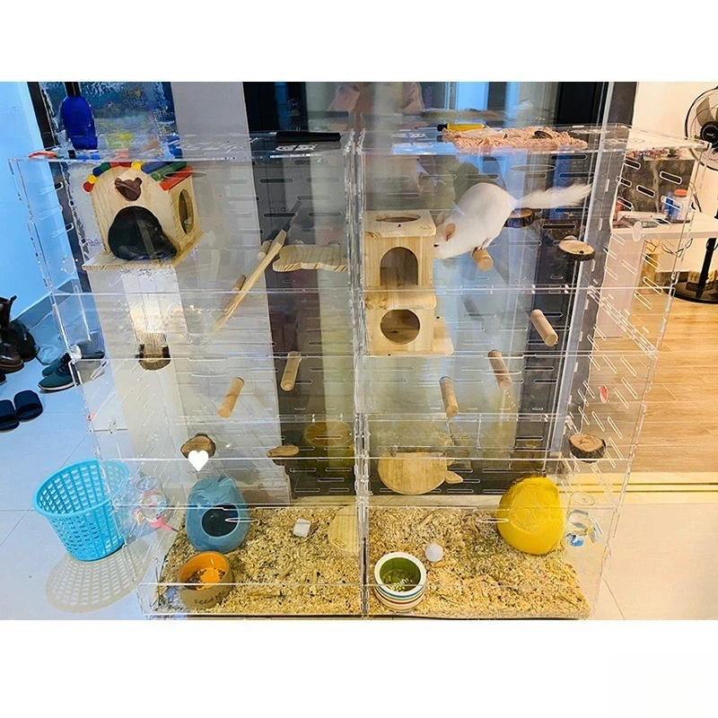 Chinchilla cabinet transparent villa pet small honey bag glider cage oversized