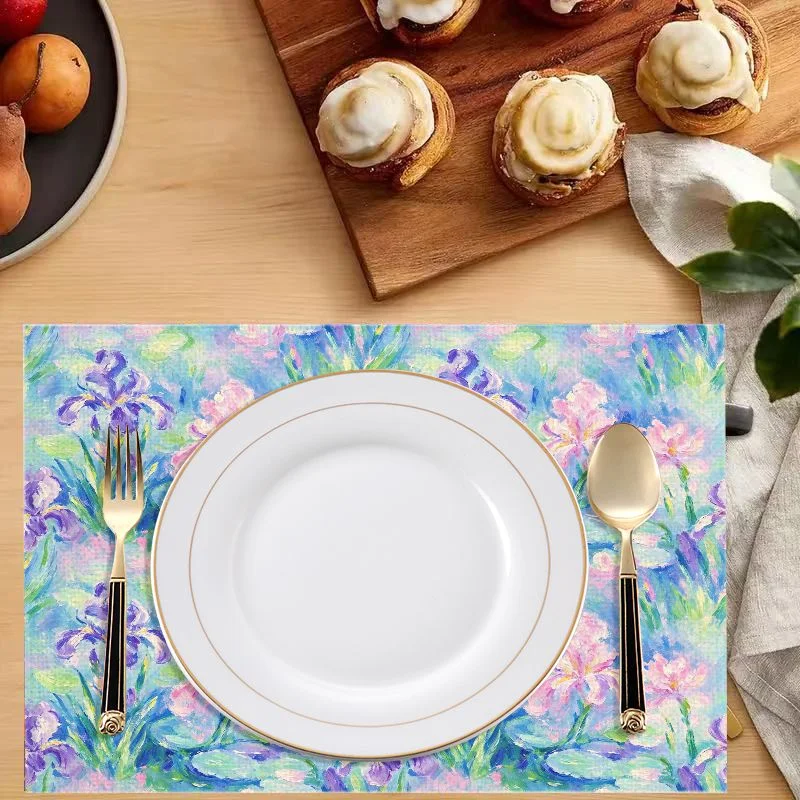 VIKAMA Grey Plaid & Tartan Linen Placemats Set of 6, Non-Slip Washable Heat Resistant Kitchen Table Mats