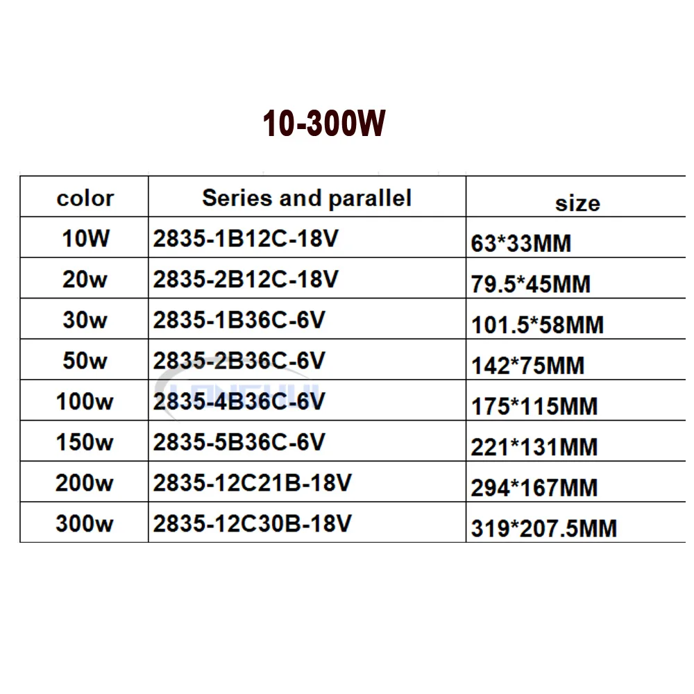 220V 10-200W 6000K White Light SMD2835 LED Lamp Bead Module with Smart IC Driver, PCB Aluminum Plate, for Outdoor Floodlights