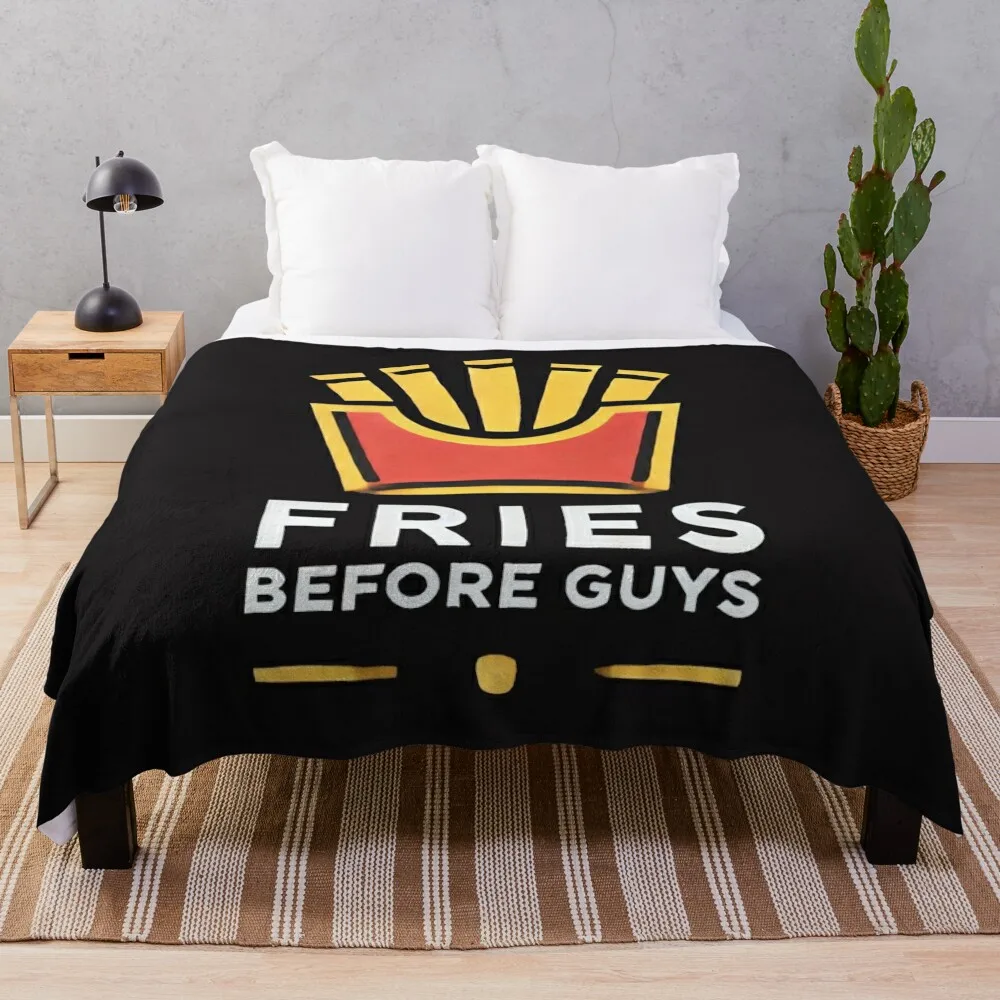 Funny Fries Before Guys Pun Punny T-Shirt Throw Blanket blankets and throws Decorative Beds Blankets