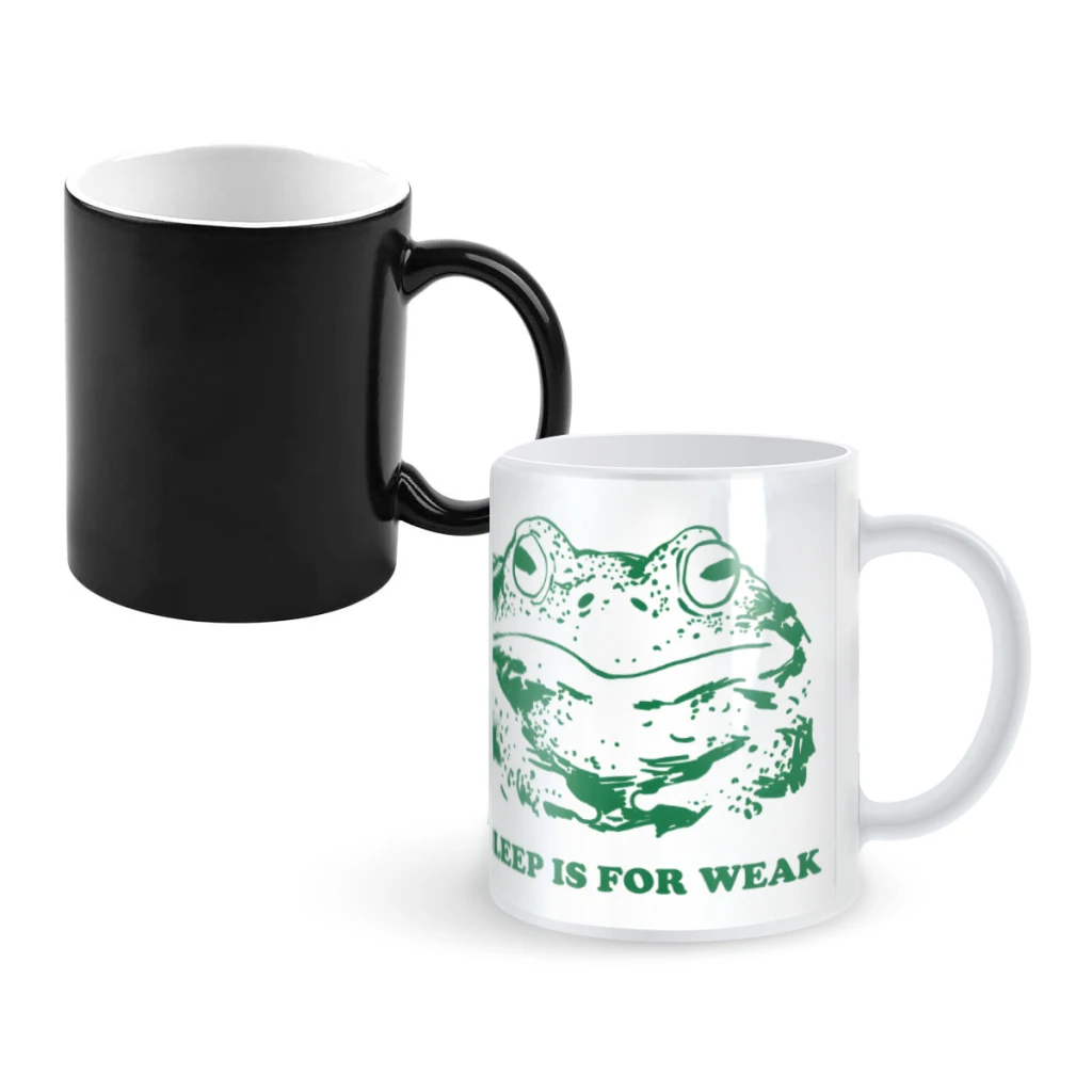 

Bullfrog Sleep Is For WeakCoffee Mugs And Mug Creative Color Change Tea Cup Ceramic Milk Cups Novelty Gifts