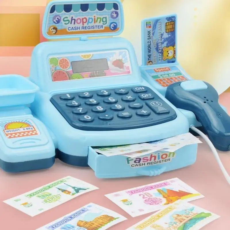 Juego de Juguetes de Caja Registradora de Supermercado con Luces y Sonidos Electrónicos, Simulación de Compras