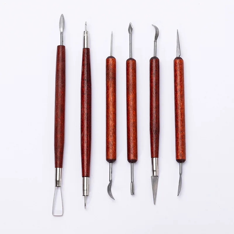 Mahogany 6-piece clay tools Polymer clay sculpture clay carving tools Pottery tools for making pottery