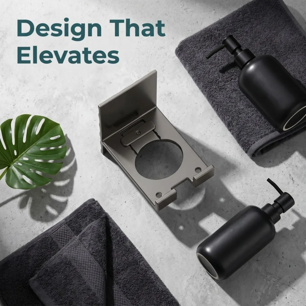 Space Aluminum Shower Gel Bottle Rack Grey Adjustable Shampoo Bottle Holder Wall Mount No Drill Soap Dispenser Holder