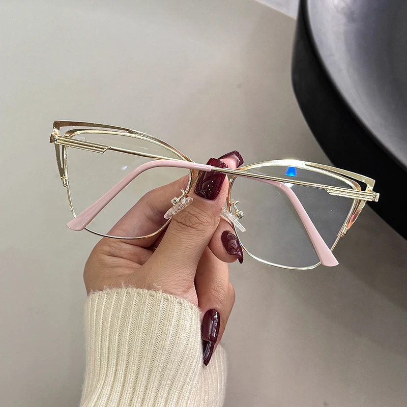 إطار بصري على شكل عين القطة بتصميم مجوف ثلاثي الأبعاد للوجه، ألوان متعددة، نظارات زخرفية عصرية اختيارية