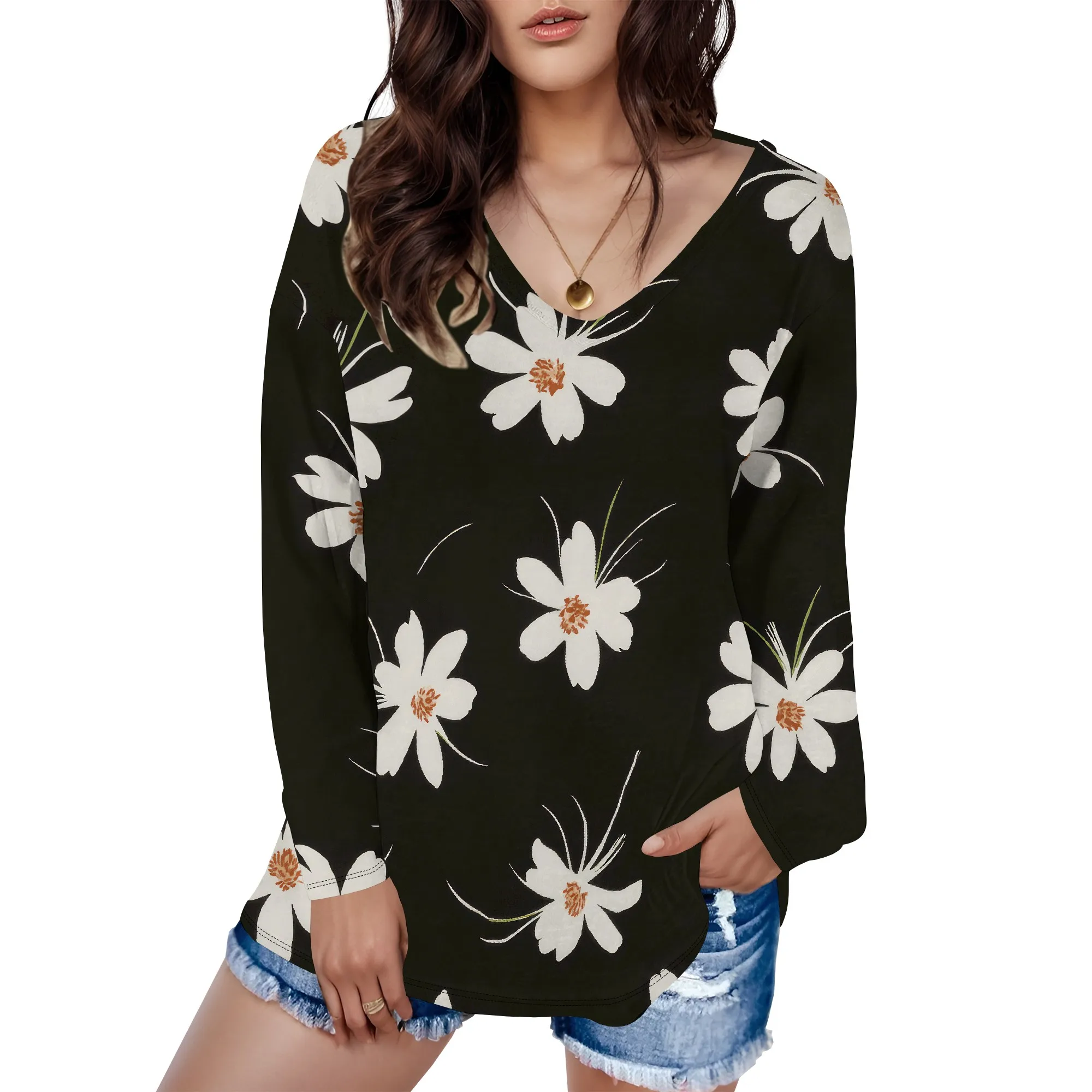 

Womens Blouses Dressy Casual Business Tops 3/4 Sleeve V Neck Work Office Shirts