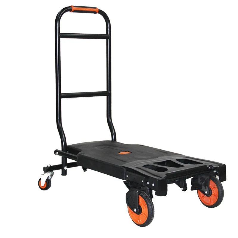 2-in-1 Luggage Plastic Platform Trolley Truck Climbing Trolley Multi-functional Shopping Trolley Portable Foldable