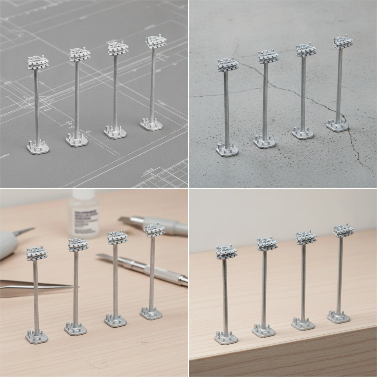 Scenery Accessory Airport Light Stand 1 to 400 High Pole Lamp Model for Diorama and Collectors Setups view 3
