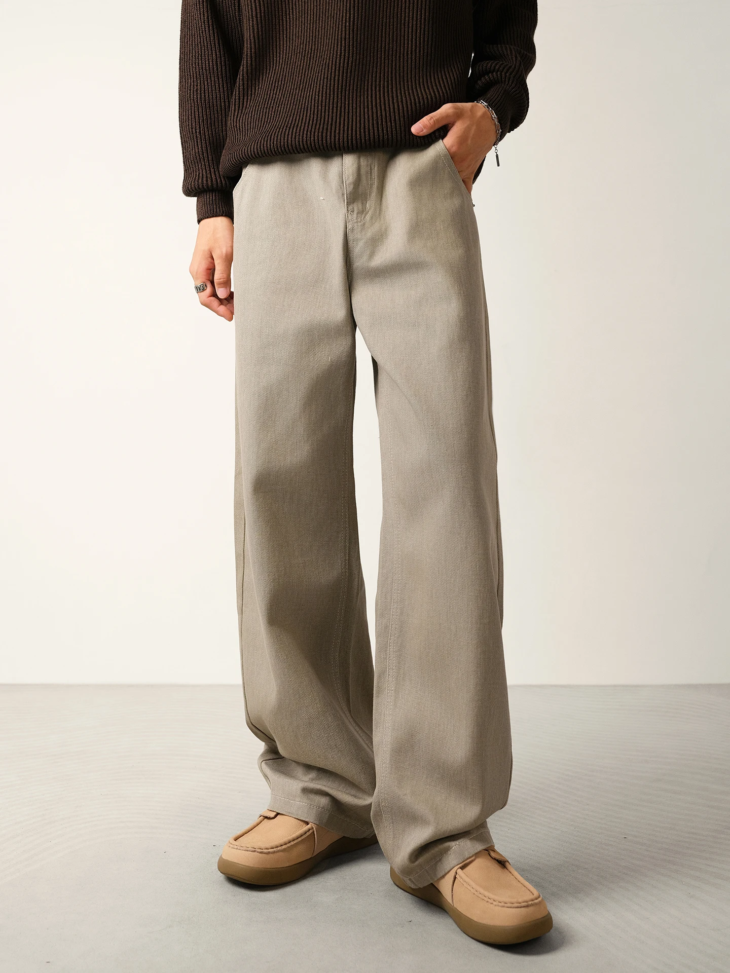 

Retro Waed Wide Leg Jeans Men's Loose Straight Casual Long Trousers Spring Autumn New Sle Comfortable Loose Fit Jeans