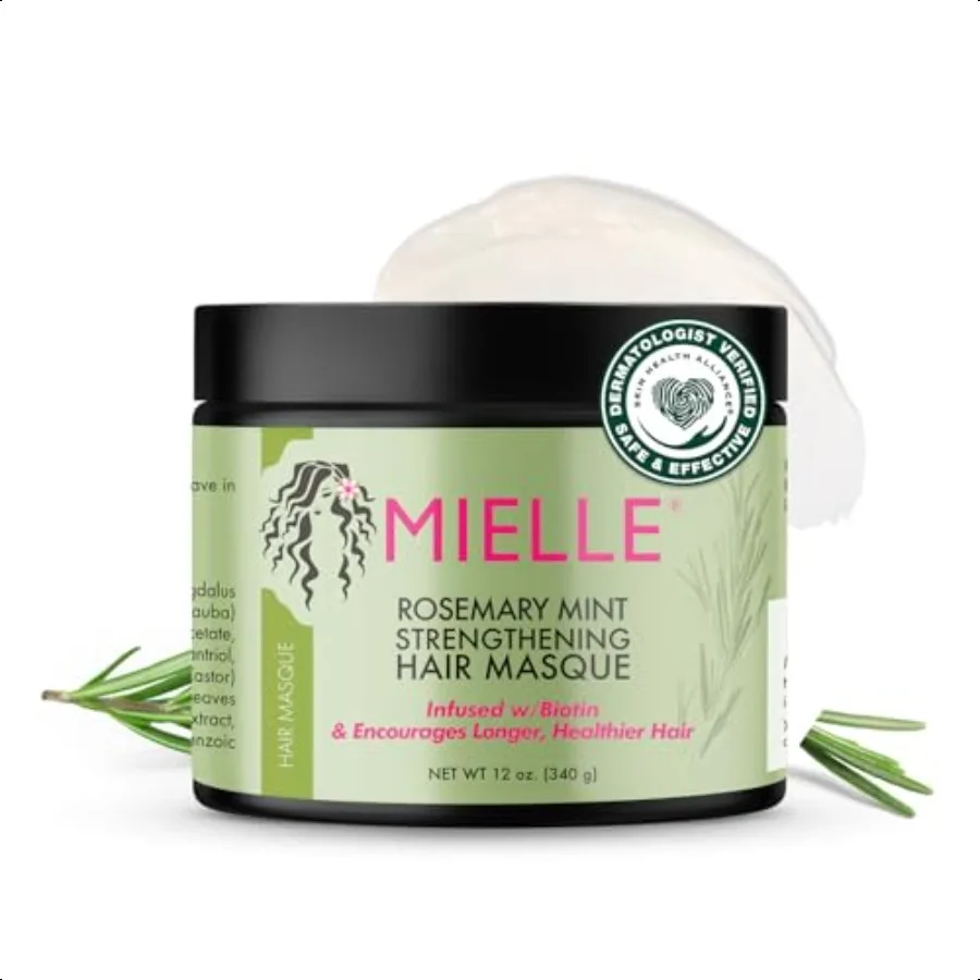 

Маска для волос Mielle Organics с метином розмарина и мятой для глубокого кондиционирования поврежденных волос, обогащенная биотином, медом коконом