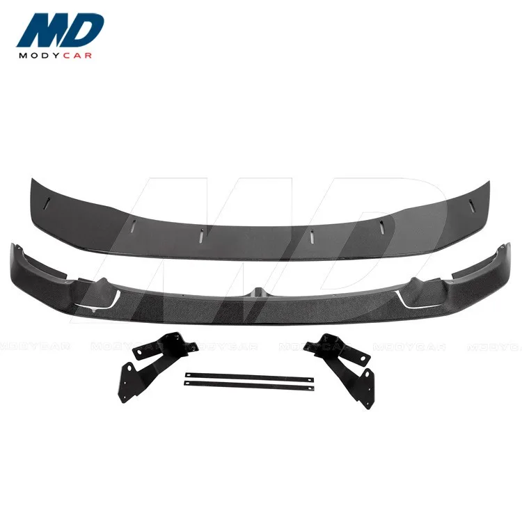 Gts Style Carbon Fiber Front Lip (Plain Wave) For 2014-2018  4 Series F82 M4