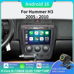 Android 16 For Hummer H3 1 2005 - 2010 Car Radio Multimedia Video Player Navigation stereo GPS Wireless Carplay 5G WIFI BT DVD