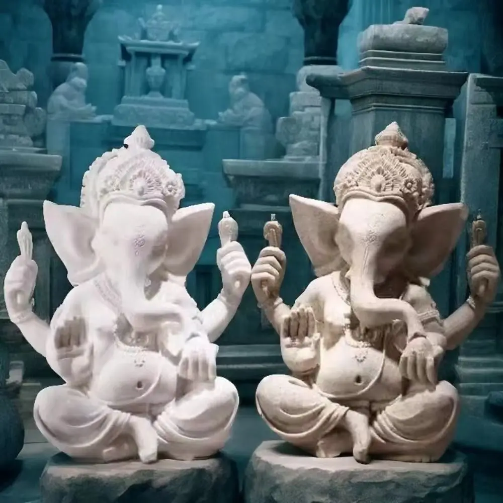 

Elephant Figurine Sandstone Ganesha India Oriental Culture Buddhist Figurine Ornament Sitting Meditation Sandstone