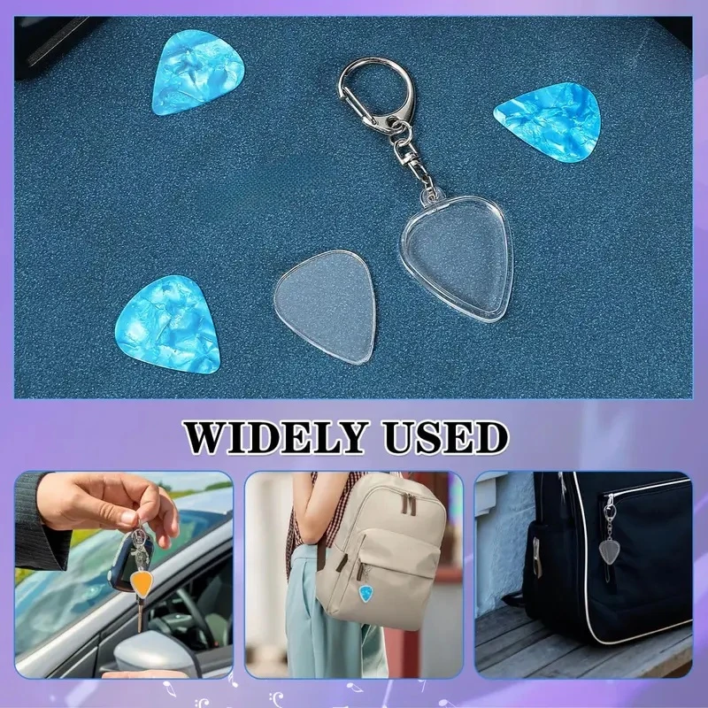 3pcs Guitar Pick Holder Keychain - Heart-Shaped with Secure Lid, Durable Acrylic Guitar Pick Organizer for Musicians, Musicians