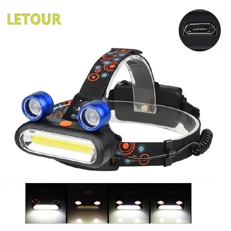 

COB+2*XPE Lamp Beads Multifunctional Strong Light Headlight 500 Lumens Outdoor Fishing Camping Waterproof Lighting 18650 Battery