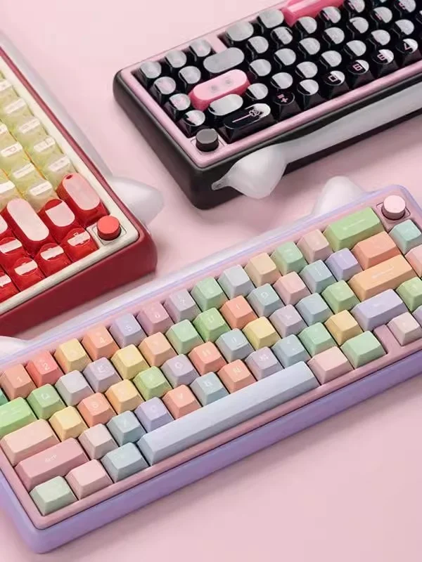 Chilkey Paw65 Mechanical Keyboard Rgb 3mode Gamer Keyboard With Knob Aluminum 66Keys Hot Swap Customization Pc Accessory Gifts