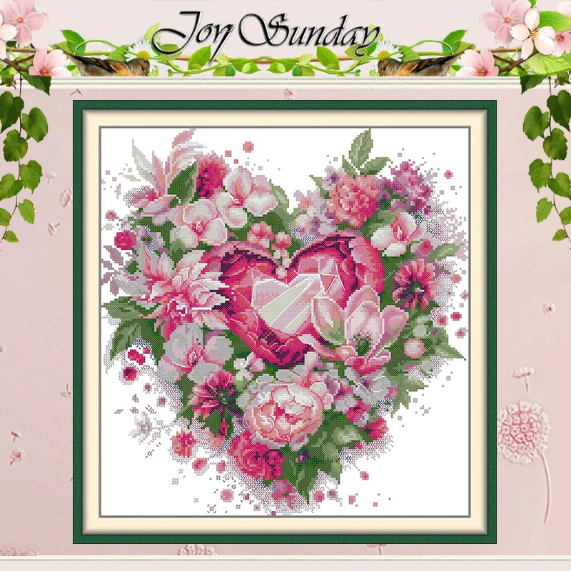 

A Heart in Bloom Patterns Counted Cross Stitch Set DIY 11CT 14CT 16CT HD Stamped DMC Cross-stitch Kit Embroidery Needlework