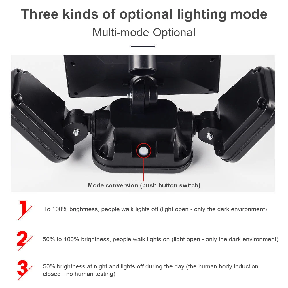 Imagem -03 - Impermeável Led Solar Light com Pir Motion Sensor Luz Solar ao ar Livre Powered Street Light Lâmpada de Parede Garagem Iluminação Modos