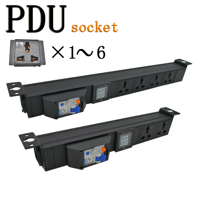 

PDU power strip network cabinet rack 10A universal socket 16A Short circuit switch 1-6AC with ammeter wireless